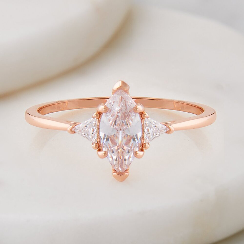 Dainty Rose Gold ring - 18k Rose gold finish, Charmed Aroma